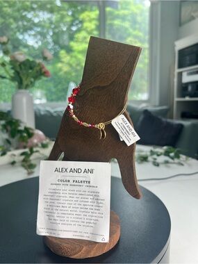 Alex and Ani Gold Wire Bracelet with Red Swarovski Crystal Accents